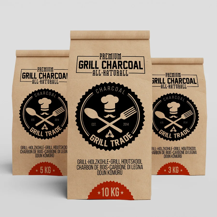 Private Label Holzkohle in verschiedenen Verpackungsgrößen